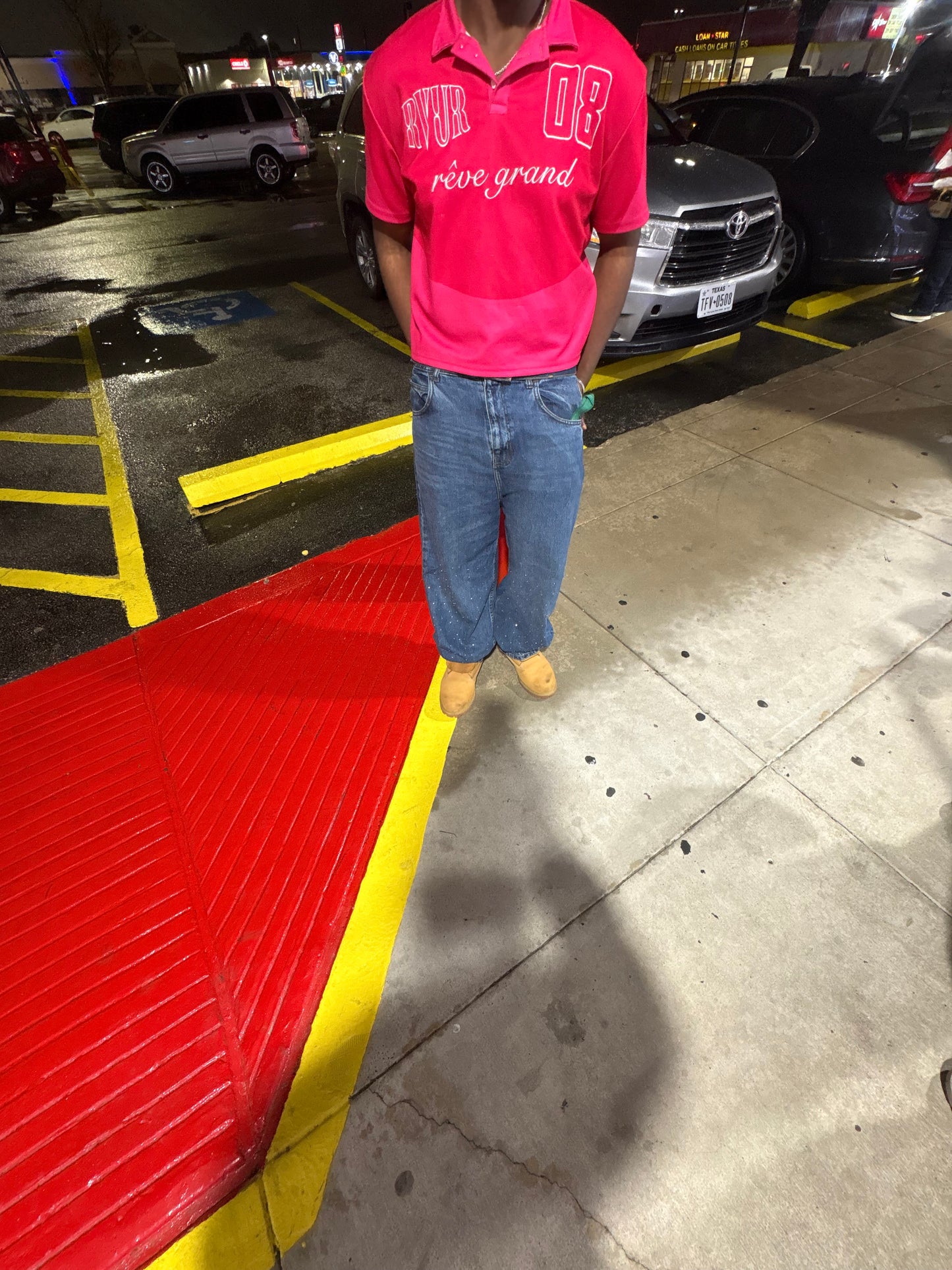 Pink RVUR polo on model
